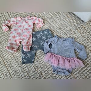 NB Cat Jack baby girl Newborn Lot Of 3 Bundle Tutu Onesie Sleeper Pant Hedgehog